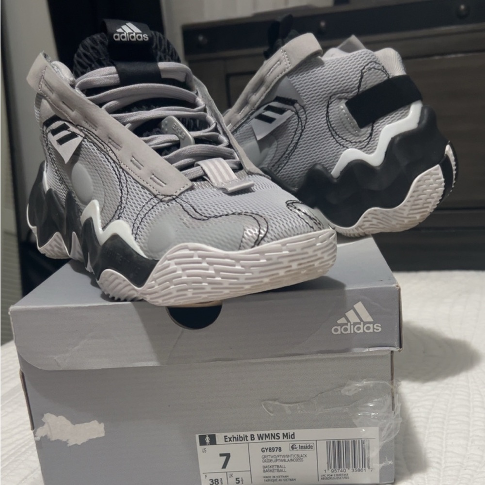 Adidas Exhibit B Mid Sneakers in Gray and Black